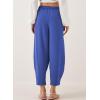 imageEVALESS Womens Summer High Waisted Baggy Pants Casual Ankle Length Trouser Slacks with PocketsDark Blue