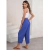 imageEVALESS Womens Summer High Waisted Baggy Pants Casual Ankle Length Trouser Slacks with PocketsDark Blue
