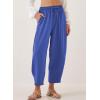 imageEVALESS Womens Summer High Waisted Baggy Pants Casual Ankle Length Trouser Slacks with PocketsDark Blue