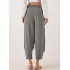 imageEVALESS Womens Summer High Waisted Baggy Pants Casual Ankle Length Trouser Slacks with PocketsDark Grey