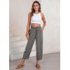imageEVALESS Womens Summer High Waisted Baggy Pants Casual Ankle Length Trouser Slacks with PocketsDark Grey
