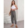 imageEVALESS Womens Summer High Waisted Baggy Pants Casual Ankle Length Trouser Slacks with PocketsDark Grey