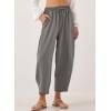 imageEVALESS Womens Summer High Waisted Baggy Pants Casual Ankle Length Trouser Slacks with PocketsDark Grey