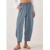 imageEVALESS Womens Summer High Waisted Baggy Pants Casual Ankle Length Trouser Slacks with PocketsDusk Blue