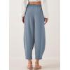 imageEVALESS Womens Summer High Waisted Baggy Pants Casual Ankle Length Trouser Slacks with PocketsDusk Blue