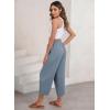 imageEVALESS Womens Summer High Waisted Baggy Pants Casual Ankle Length Trouser Slacks with PocketsDusk Blue