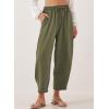 imageEVALESS Womens Summer High Waisted Baggy Pants Casual Ankle Length Trouser Slacks with PocketsJungle Green