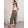imageEVALESS Womens Summer High Waisted Baggy Pants Casual Ankle Length Trouser Slacks with PocketsJungle Green