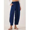 imageEVALESS Womens Summer High Waisted Baggy Pants Casual Ankle Length Trouser Slacks with PocketsNavy Blue