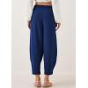 imageEVALESS Womens Summer High Waisted Baggy Pants Casual Ankle Length Trouser Slacks with PocketsNavy Blue