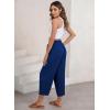 imageEVALESS Womens Summer High Waisted Baggy Pants Casual Ankle Length Trouser Slacks with PocketsNavy Blue