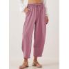 imageEVALESS Womens Summer High Waisted Baggy Pants Casual Ankle Length Trouser Slacks with PocketsRose Pink