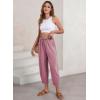 imageEVALESS Womens Summer High Waisted Baggy Pants Casual Ankle Length Trouser Slacks with PocketsRose Pink