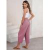 imageEVALESS Womens Summer High Waisted Baggy Pants Casual Ankle Length Trouser Slacks with PocketsRose Pink