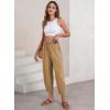 imageEVALESS Womens Summer High Waisted Baggy Pants Casual Ankle Length Trouser Slacks with PocketsSmoke Gray