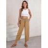 imageEVALESS Womens Summer High Waisted Baggy Pants Casual Ankle Length Trouser Slacks with PocketsSmoke Gray
