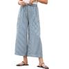 imageEVALESS Women Palazzo Pants Summer Casual Wide Leg High Waist Lounge Flowy Beach Striped Trousers Travel Vacation OutfitsSky Blue Stripe