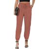 imageEVALESS Womens 2025 Summer Casual Pants Drawstring Elastic High Waisted Work Trousers Joggers Trendy Harem Pants with PocketsB Brown