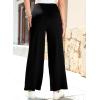 imageEVALESS Wide Leg Pants for Women Drawstring Elastic Waist Stripe Ribbed Sweatpants with PocketsBlack