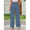 imageEVALESS Wide Leg Pants for Women Drawstring Elastic Waist Stripe Ribbed Sweatpants with PocketsBlack and Blue