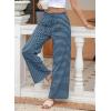 imageEVALESS Wide Leg Pants for Women Drawstring Elastic Waist Stripe Ribbed Sweatpants with PocketsBlack and Blue