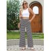 imageEVALESS Wide Leg Pants for Women Drawstring Elastic Waist Stripe Ribbed Sweatpants with PocketsBlack and Grey