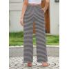 imageEVALESS Wide Leg Pants for Women Drawstring Elastic Waist Stripe Ribbed Sweatpants with PocketsBlack and Grey