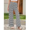 imageEVALESS Wide Leg Pants for Women Drawstring Elastic Waist Stripe Ribbed Sweatpants with PocketsBlack and White