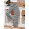 imageEVALESS Wide Leg Pants for Women Drawstring Elastic Waist Stripe Ribbed Sweatpants with PocketsBlack and White