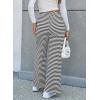 imageEVALESS Wide Leg Pants for Women Drawstring Elastic Waist Stripe Ribbed Sweatpants with PocketsBlack and White