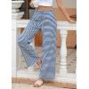 imageEVALESS Wide Leg Pants for Women Drawstring Elastic Waist Stripe Ribbed Sweatpants with PocketsBlue and White