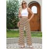imageEVALESS Wide Leg Pants for Women Drawstring Elastic Waist Stripe Ribbed Sweatpants with PocketsBrown Striped