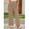 imageEVALESS Wide Leg Pants for Women Drawstring Elastic Waist Stripe Ribbed Sweatpants with PocketsBrown Striped