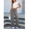 imageEVALESS Wide Leg Pants for Women Drawstring Elastic Waist Stripe Ribbed Sweatpants with PocketsGrey