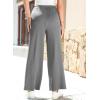 imageEVALESS Wide Leg Pants for Women Drawstring Elastic Waist Stripe Ribbed Sweatpants with PocketsGrey