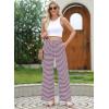 imageEVALESS Wide Leg Pants for Women Drawstring Elastic Waist Stripe Ribbed Sweatpants with PocketsPurple Striped