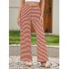 imageEVALESS Wide Leg Pants for Women Drawstring Elastic Waist Stripe Ribbed Sweatpants with PocketsRed and White