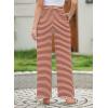 imageEVALESS Wide Leg Pants for Women Drawstring Elastic Waist Stripe Ribbed Sweatpants with PocketsRed and White