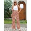imageEVALESS Wide Leg Pants for Women Drawstring Elastic Waist Stripe Ribbed Sweatpants with PocketsRed and White