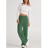 imageEVALESS Womens Spring 2025 Dress Pants High Waist Straight Leg Pants Button Down Bottoms Work Pants Trousers with PocketsBlackish Green