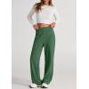 imageEVALESS Womens Spring 2025 Dress Pants High Waist Straight Leg Pants Button Down Bottoms Work Pants Trousers with PocketsBlackish Green