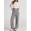 imageEVALESS Womens Spring 2025 Dress Pants High Waist Straight Leg Pants Button Down Bottoms Work Pants Trousers with PocketsC Gray