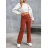 imageEVALESS Womens Spring 2025 Dress Pants High Waist Straight Leg Pants Button Down Bottoms Work Pants Trousers with PocketsC Orange