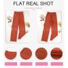 imageEVALESS Womens Spring 2025 Dress Pants High Waist Straight Leg Pants Button Down Bottoms Work Pants Trousers with PocketsC Orange