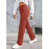 imageEVALESS Womens Spring 2025 Dress Pants High Waist Straight Leg Pants Button Down Bottoms Work Pants Trousers with PocketsC Orange