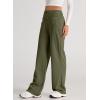 imageEVALESS Womens Spring 2025 Dress Pants High Waist Straight Leg Pants Button Down Bottoms Work Pants Trousers with PocketsGreen