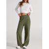 imageEVALESS Womens Spring 2025 Dress Pants High Waist Straight Leg Pants Button Down Bottoms Work Pants Trousers with PocketsGreen