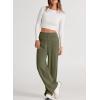 imageEVALESS Womens Spring 2025 Dress Pants High Waist Straight Leg Pants Button Down Bottoms Work Pants Trousers with PocketsGreen