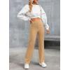 imageEVALESS Womens Spring 2025 Dress Pants High Waist Straight Leg Pants Button Down Bottoms Work Pants Trousers with PocketsPale Khaki