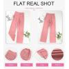 imageEVALESS Womens Spring 2025 Dress Pants High Waist Straight Leg Pants Button Down Bottoms Work Pants Trousers with PocketsPeach Blossom